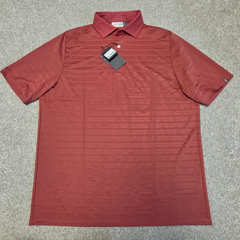 KJUS Men Luis Solid Polo Shirt Rust Red‎ Short Sleeve Golf Performance Top Sz L